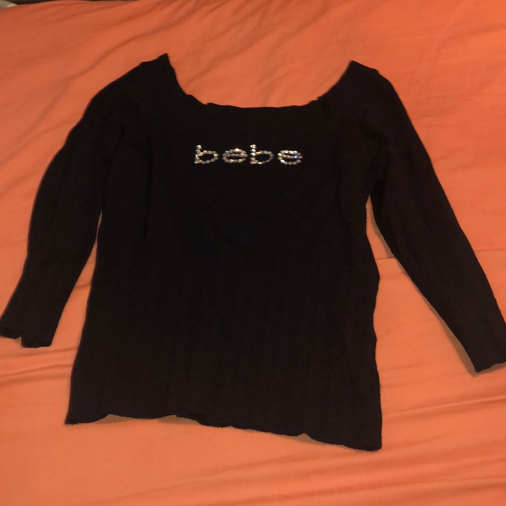 Bebe Black 3/4 Sleeve Top
